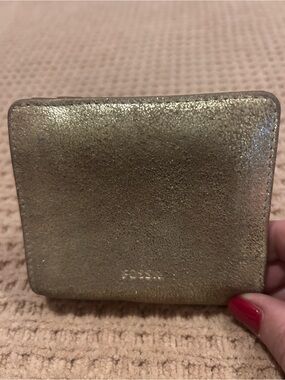Fossil Shimmering Gold Leather Card & Key Holder
